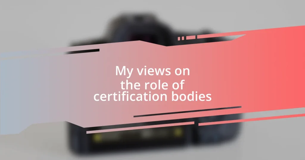 My views on the role of certification bodies